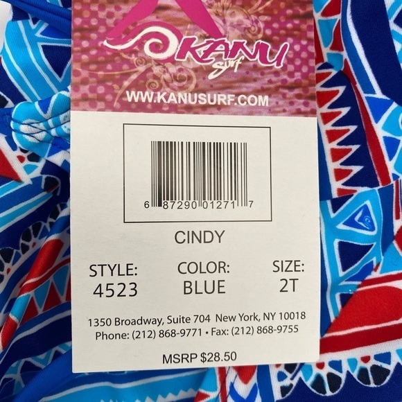 Kanu Surf Cindy 1 Piece Swimsuit in Blue 2T - Picture 5 of 5
